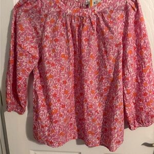 J. Crew Pink and Orange Floral Blouse